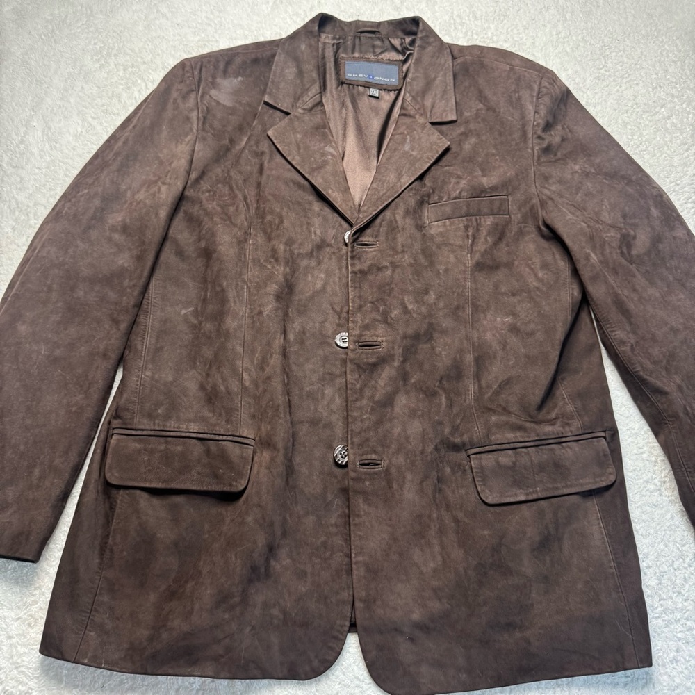 Chevignon Men's Brown Genuine Suede Leather Jacket‎ XXL Quiet Luxury